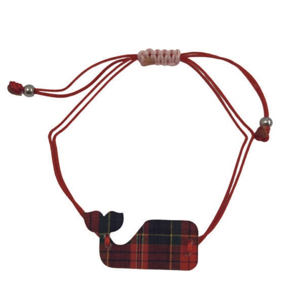 braccialetto BALENA: tartan rosso - filo rosso - immagine 4