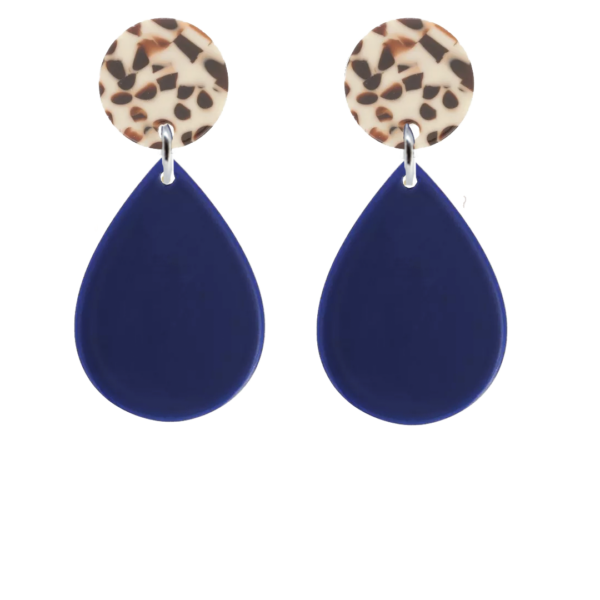 orecchini GOCCIA - blu e perno dalmata beige e marrone