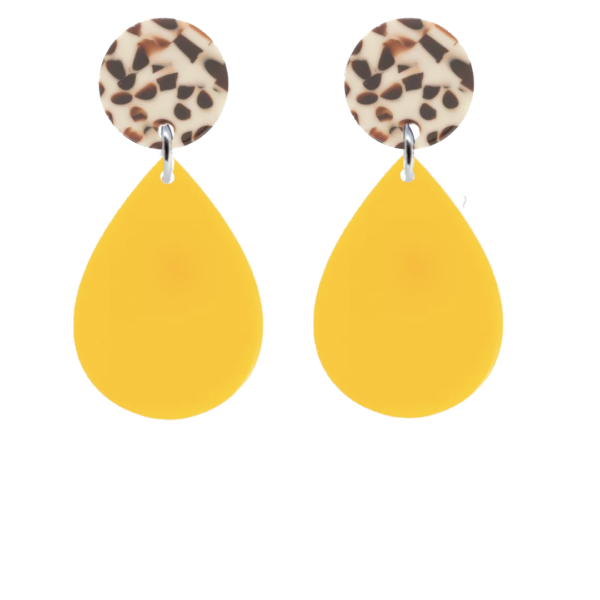 orecchini GOCCIA - giallo e perno dalmata beige e marrone